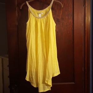 Yellow dress with gold braided top